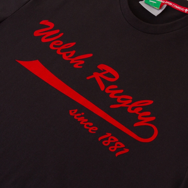 Macron Wales Kids 1881 Tee - Black - Logo