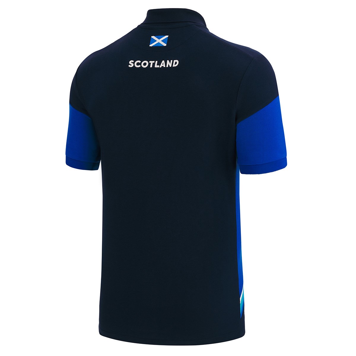 Scotland Mens Travel Polycotton Polo - Navy 2023 - Front
