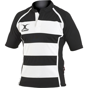 Gilbert Teamwear Xact Hooped Match Shirt Black/White Kids - Fron