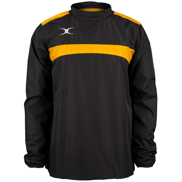 Gilbert Teamwear Photon Warm Up Top Black/Gold Kids - Front
