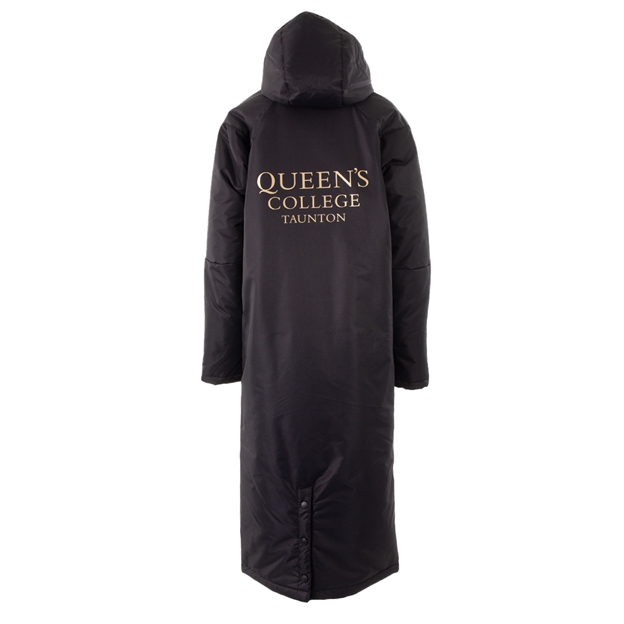 Queens College Contoured Bench Coat Black - Back Detail