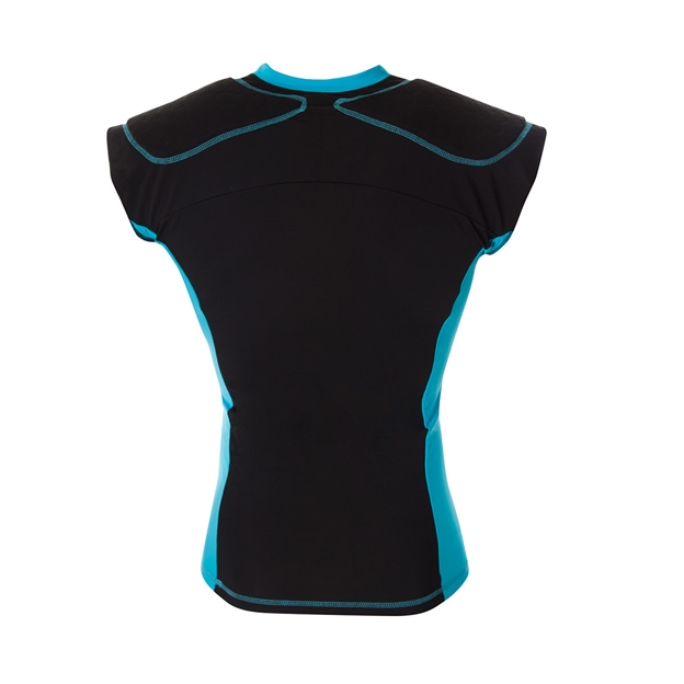 Body Armour Flexicup Rugby Shoulder Pads Black/Cyan Kids - Back