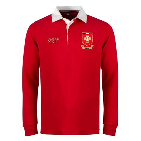 Wales Mens World Cup Heavyweight Rugby Shirt - Long Sleeve Red -