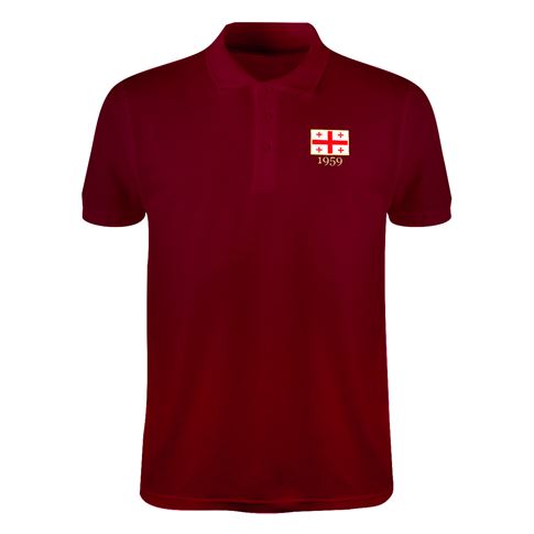 Georgia Mens Rugby Origins 1959 Polo Shirt - Burgundy - Front