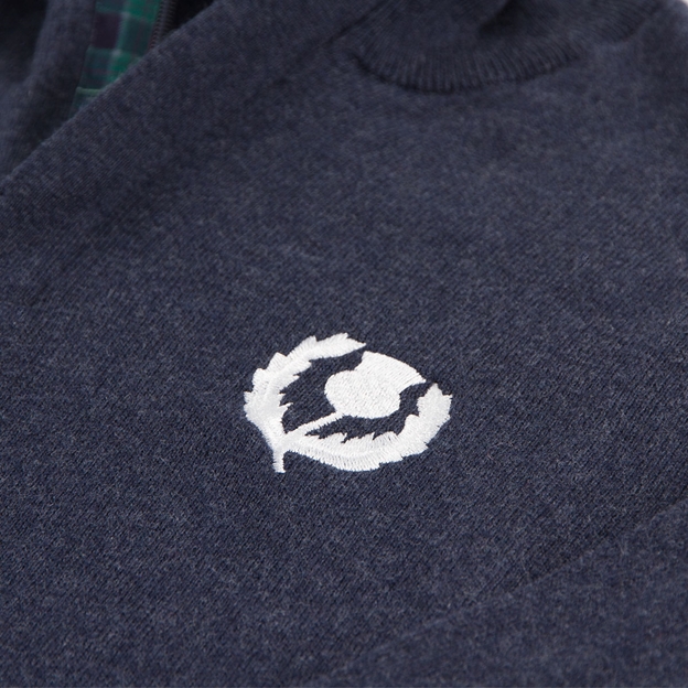 Glenmuir Scotland Mens Zip Neck Jumper – Cashmere Blend Navy - B