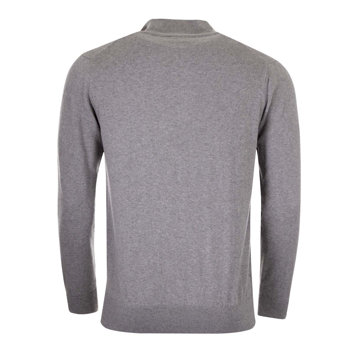 Glenmuir Scotland Mens Zip Neck Jumper – Cashmere Blend Grey - F