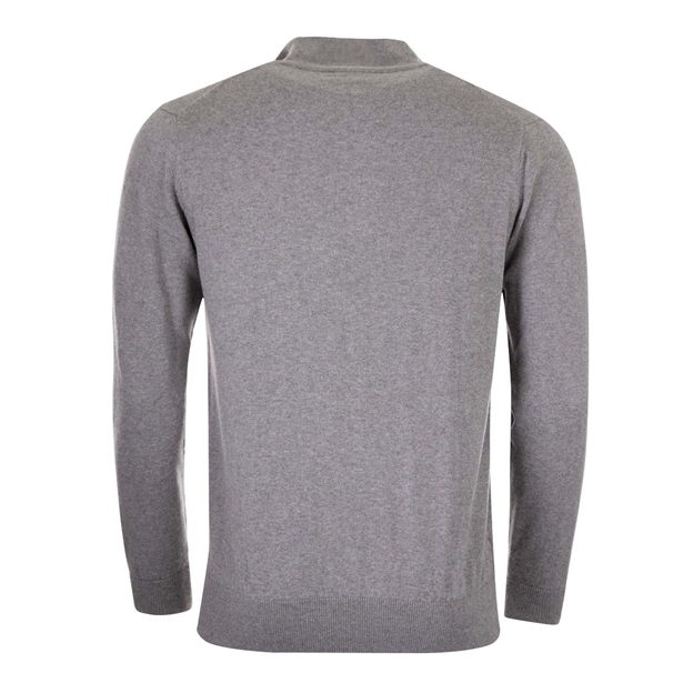 Glenmuir Scotland Mens Zip Neck Jumper – Cashmere Blend Grey - B