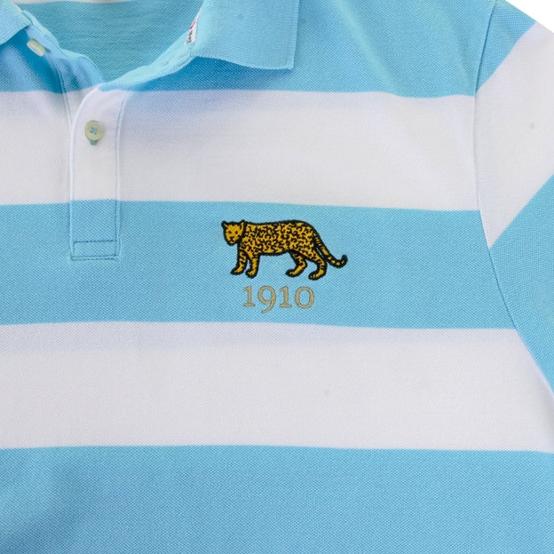 Rugbystore Argentina 1910 Mens Striped Polo Shirt - Sky White - 