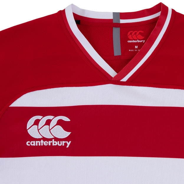 Canterbury Youths Teamwear Evader Hooped Rugby Match Shirt - Red