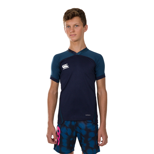 Canterbury Teamwear Plain Evader Rugby Shirt Navy Youths - Model