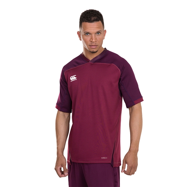 Canterbury Teamwear Plain Evader Rugby Shirt Maroon - Model 1