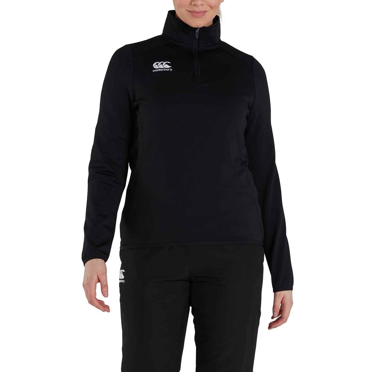 Canterbury Womens Club 1/4 Zip Mid Layer Training Top Black - Fr