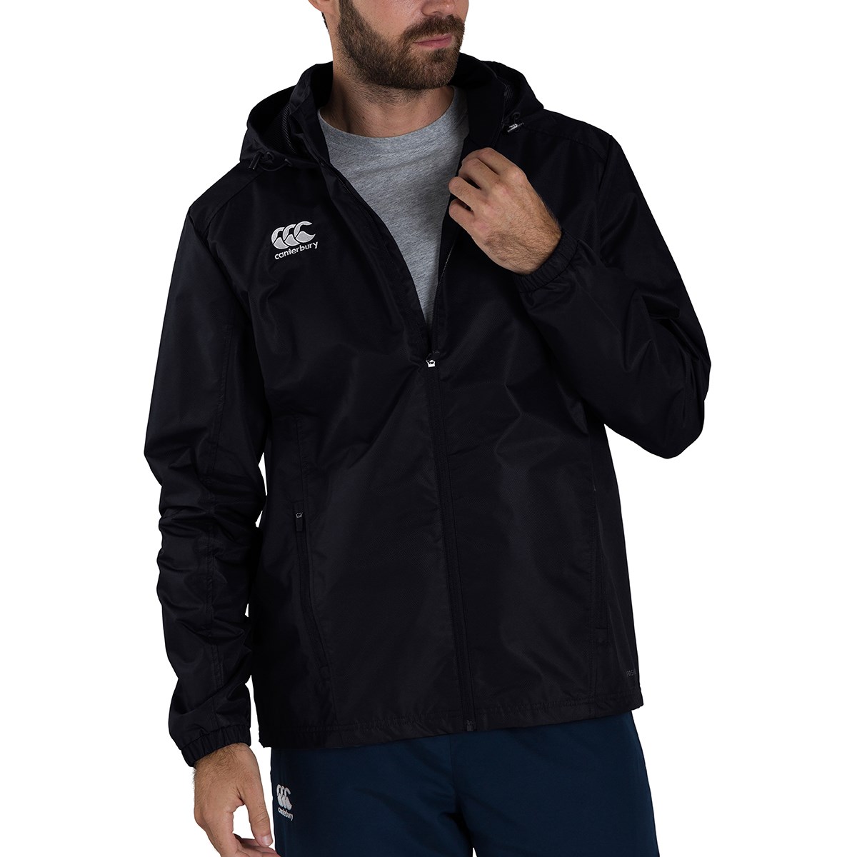 Canterbury Club Vaposhield Full Zip Rain Jacket Black - Front