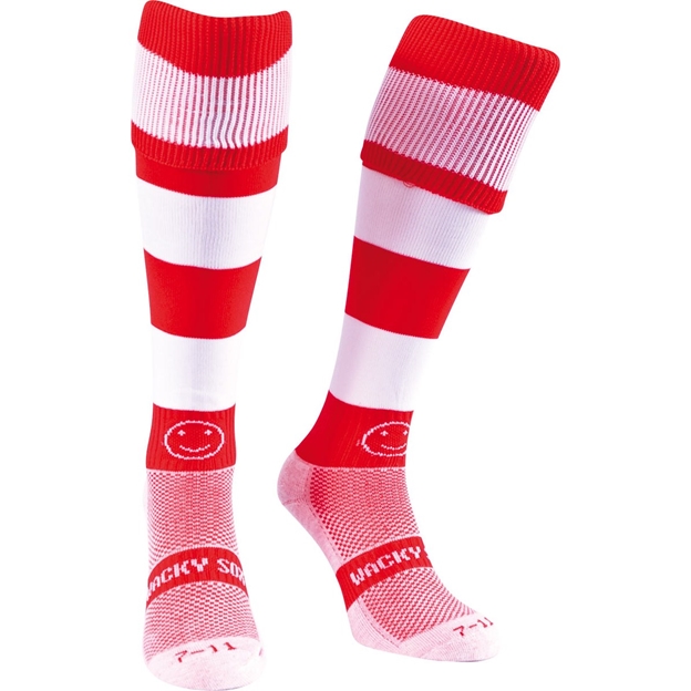 Red/White Hooped WackySox Socks