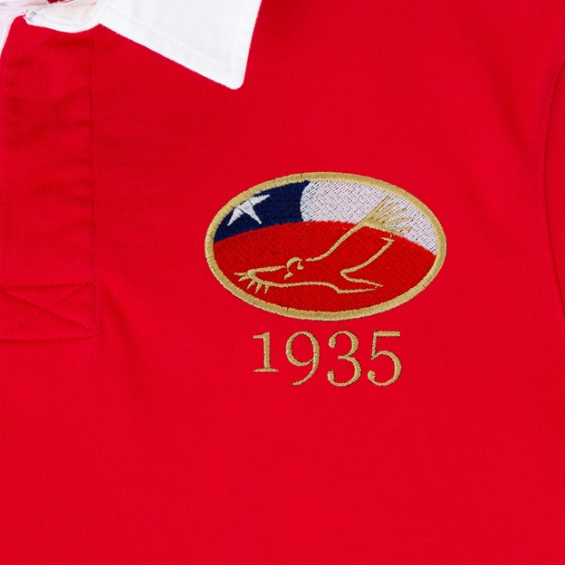 Chile Mens Rugby Origins 1935 Rugby Shirt - Long Sleeve Red - Ba