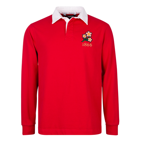 Japan Mens 1866 Origins Rugby Shirt Long Sleeve Red - Front