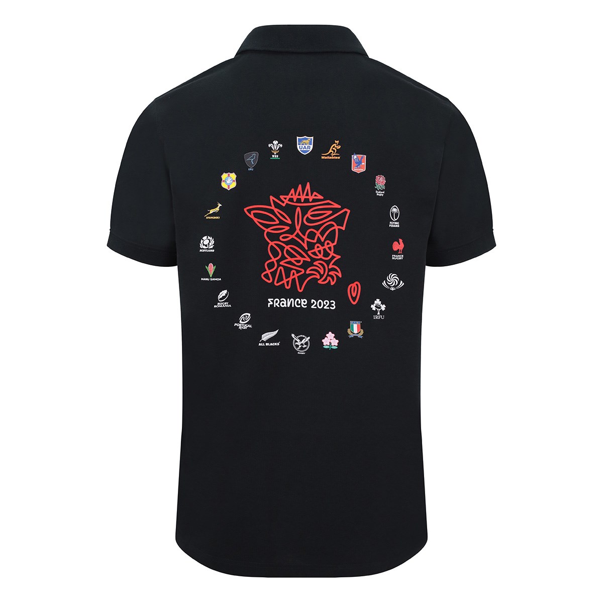 Rugby World Cup 2023 Mens 20 Nations Map Polo Shirt - Black - Fr