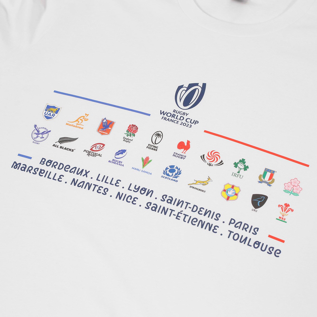Rugby World Cup 2023 Mens 20 Nations Stacked T-Shirt - White - F