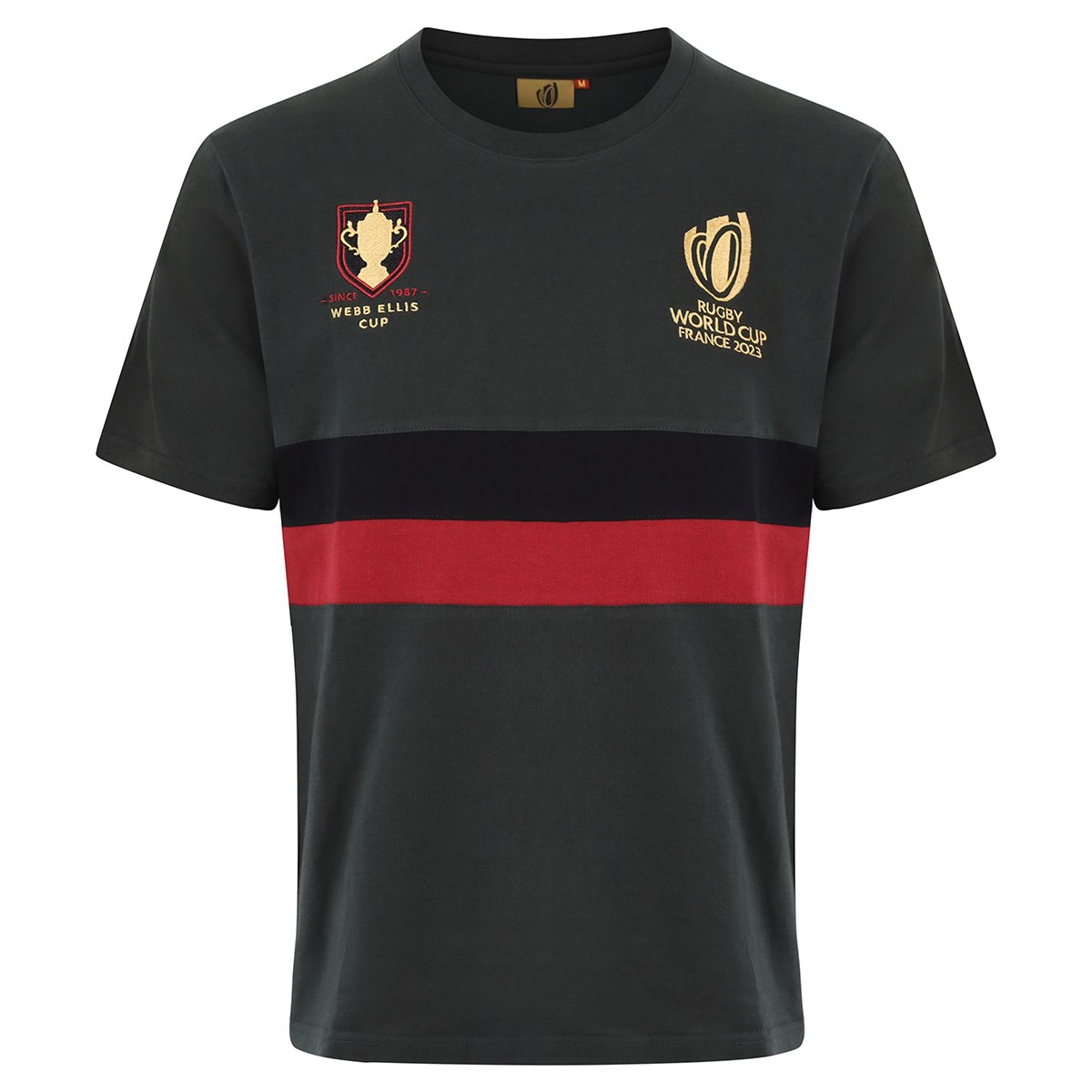 Rugby World Cup 2023 Mens Webb Ellis Stripe Tee Shirt - Black