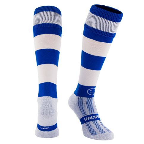Royal/White Hooped WackySox Kids - Front