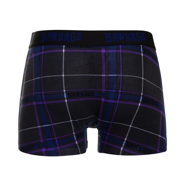 Bawbags Scottish Mens 3 Pack Boxer Shorts - Navy - Tartan Back