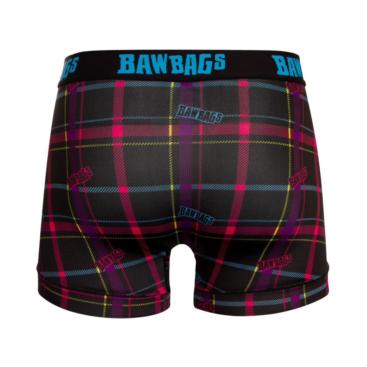 Bawbags Techno Tartan Mens Cool de Sacs Boxer Shorts - Black - F