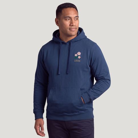 Japan 1866 Adults Cotton Hoodie Petrol Blue - Model Front View