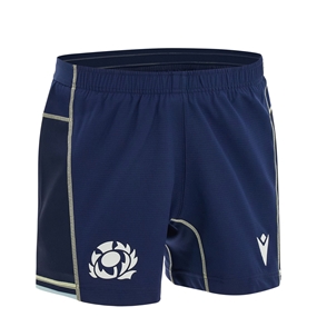 Scotland Kids Home Rugby Shorts 26/27 Navy and Sand - Front View