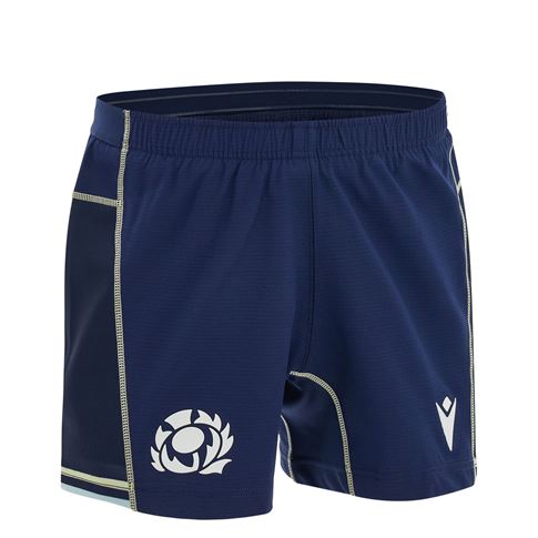 Scotland Kids Home Rugby Shorts 26/27 Navy and Sand - Front View