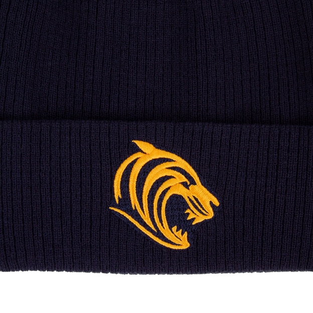 Leicester Tigers Adults Beanie 26/27 Castore Navy - Badge Close-up