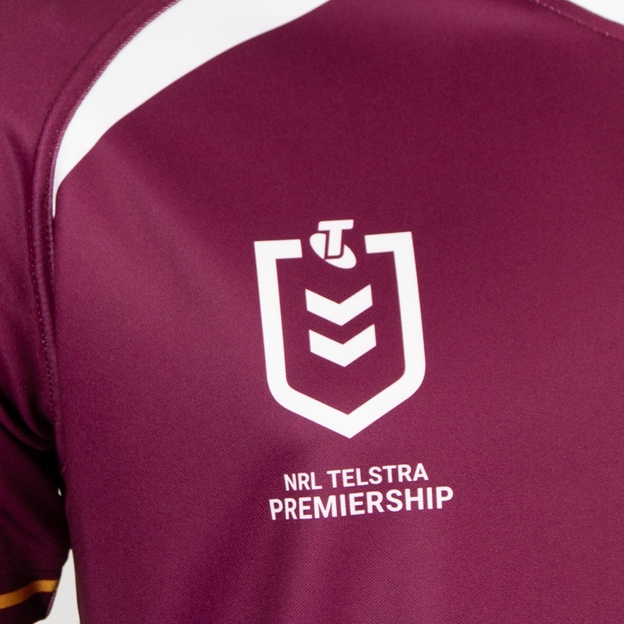 Brisbane Broncos Adults Supporters Shirt 2026 Maroon - NRL Logo Close-up