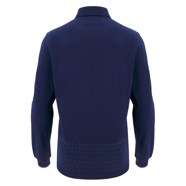 Scotland Mens Home Cotton Rugby Shirt 25/26 Long Sleeve Navy - Back