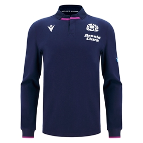 Scotland Mens Home Cotton Rugby Shirt 25/26 Long Sleeve Navy - Front