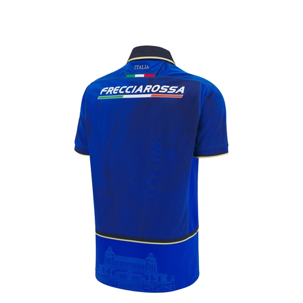 Italy Junior Home Rugby Shirt 25/26 Short Sleeve Blue - Back