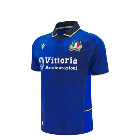 Italy Junior Home Rugby Shirt 25/26 Short Sleeve Blue - Front
