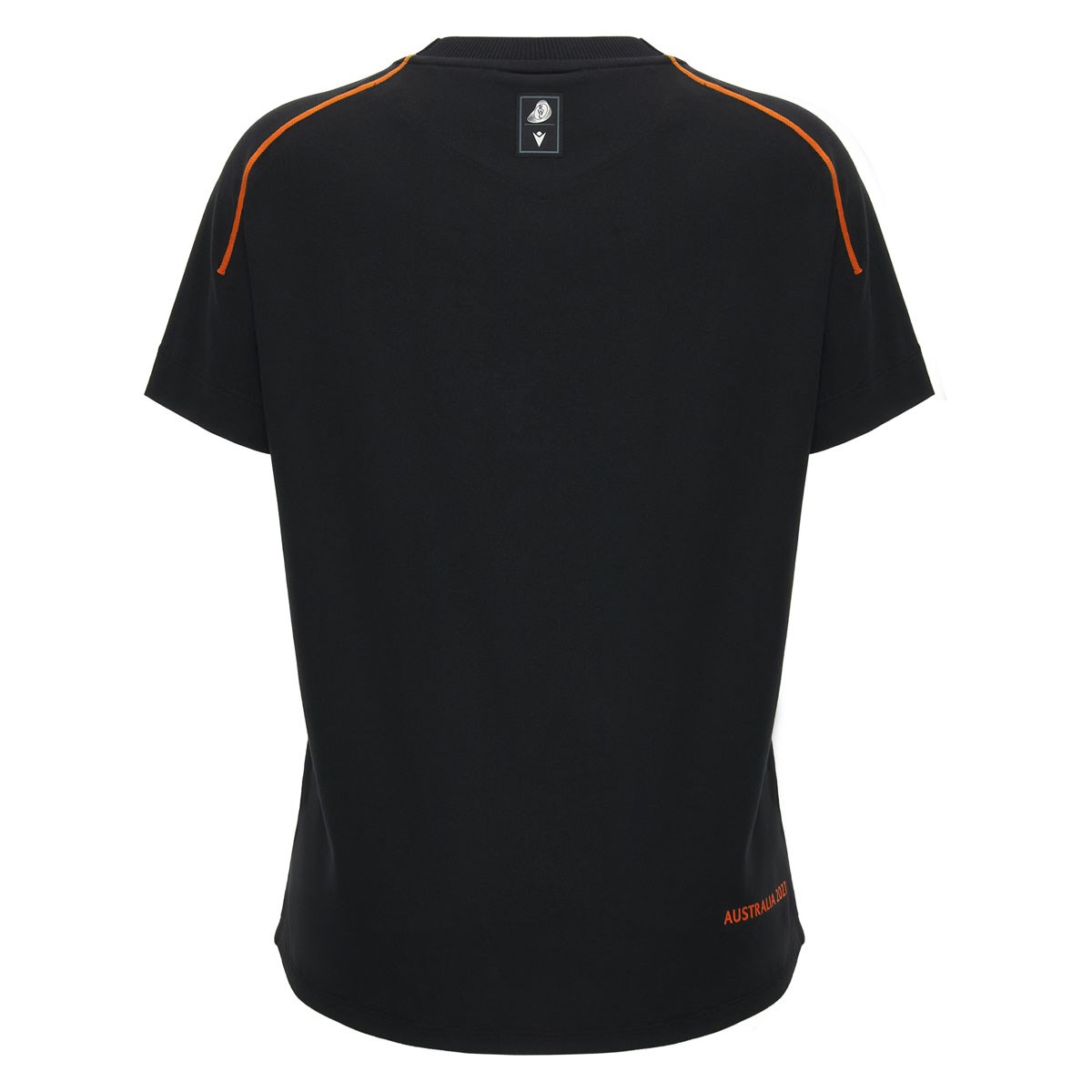 Rugby World Cup 2027 Womens Athleisure Cotton T-Shirt Black/Orange - Front View