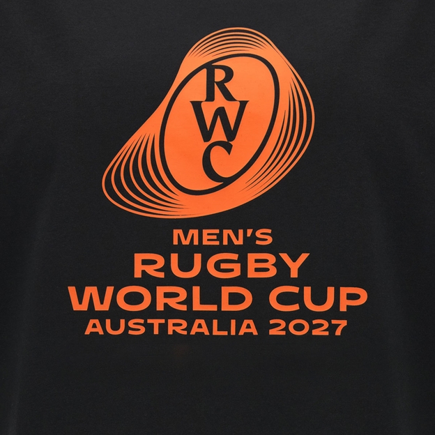 Rugby World Cup 2027 Womens Athleisure Cotton T-Shirt Black/Orange - Graphic Close-up