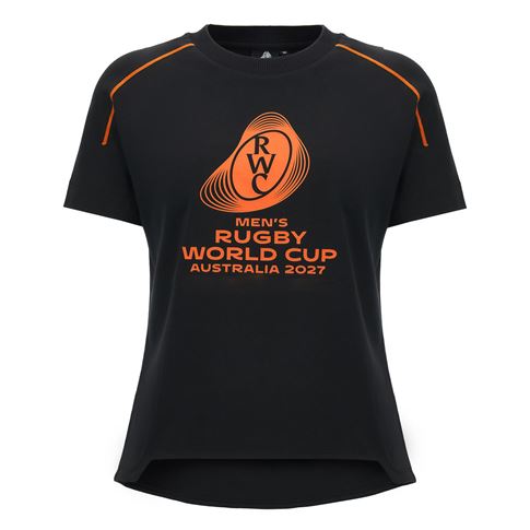Rugby World Cup 2027 Womens Athleisure Cotton T-Shirt Black/Orange - Front View