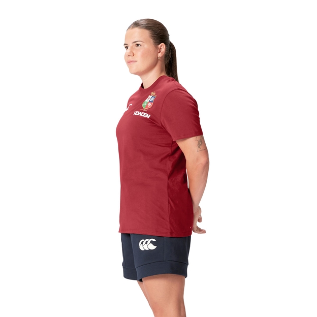 British and Irish Lions Womens Cotton T-Shirt Red - Model Side