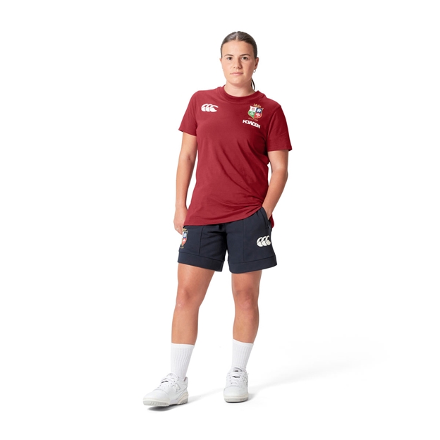 British and Irish Lions Womens Cotton T-Shirt Red - Model