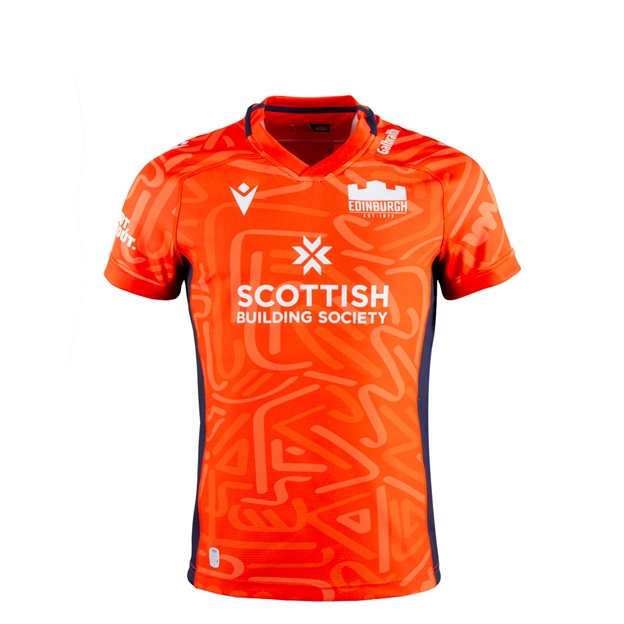 Edinburgh Kids Training Rugby Shirt  26/27 - Orange/Navy