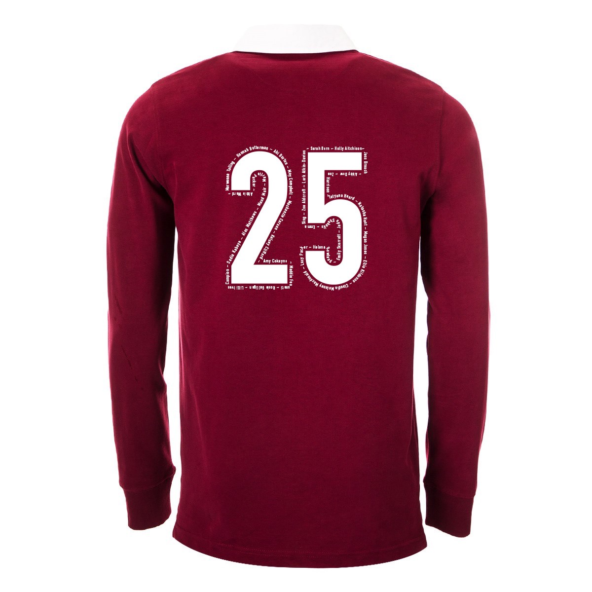 Womens World Cup Champions England Adults Classic Heavyweight Rugby Shirt Burgundy - Front