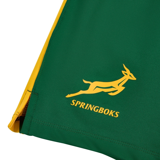 South Africa Springboks Mens Training Shorts 26/27 Gorge Green - Flatlay Close-up View