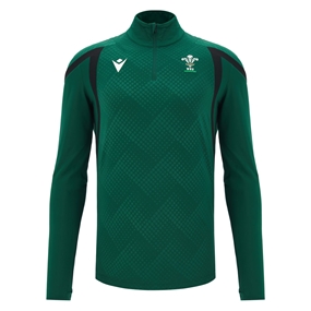 Wales Mens Training Quarter Zip Top 26/27 Green - Front View