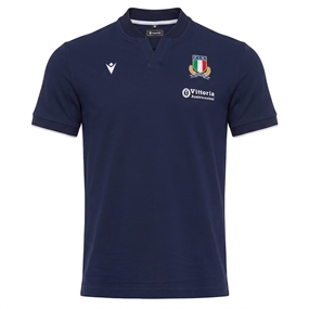 Italy Mens Athleisure Cotton Polo 26/27 Navy - Front View