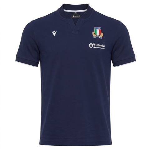Italy Mens Athleisure Cotton Polo 26/27 Navy - Front View