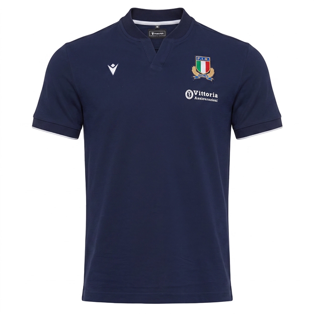 Italy Mens Athleisure Cotton Polo 26/27 Navy - Front View