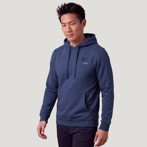 Fiji 1884 Adults Cotton Hoodie Petrol Blue - Model Front View