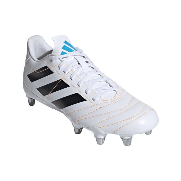 adidas Adults Kakari Soft Ground Rugby Boots White - Front View