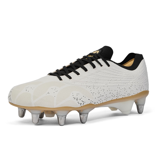 Canterbury Adults Stampede Elite Soft Ground Rubgy Boots White - Front